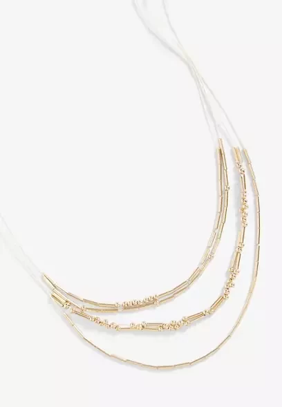 Gold Beaded Layered Necklace